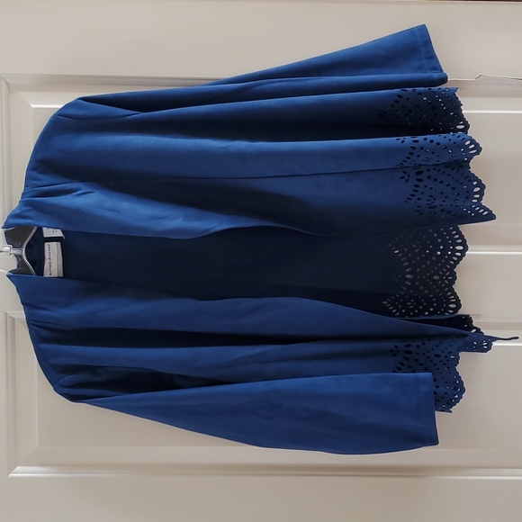 Alfred Dunner Arizona Sky Faux-Suede Cutout Jacket, Lapis Blue Size 8P  NWT - Picture 2 of 4